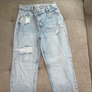 OhPolly asymmetric waist jeans. Size 2